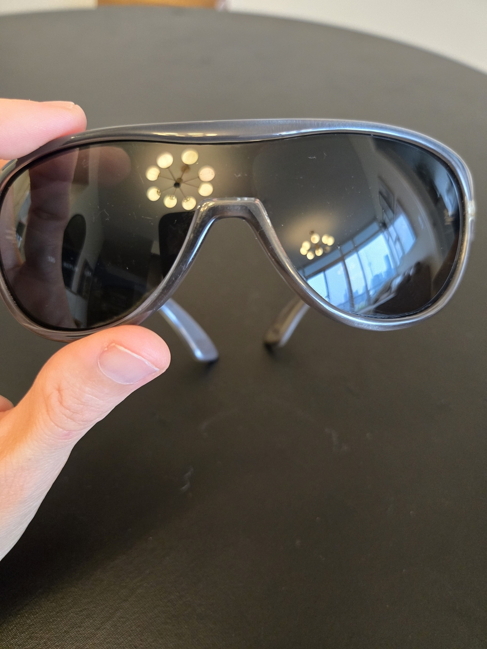 Vintage Replay R537S Y2K Wrap Shield Sunglasses Metallic Grey